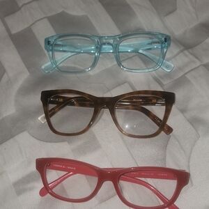 Stylish Women's Glasses Trio - Blue, Brown, and Red